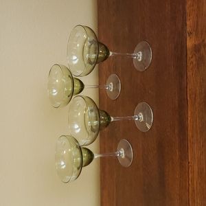 Pier 1 Olive Green Coupe Glasses - Set of 4